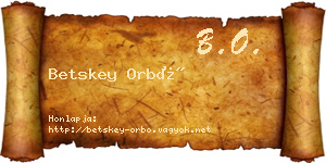 Betskey Orbó névjegykártya